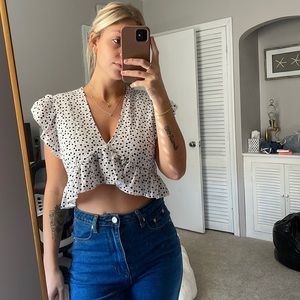 Heart Print Crop Blouse